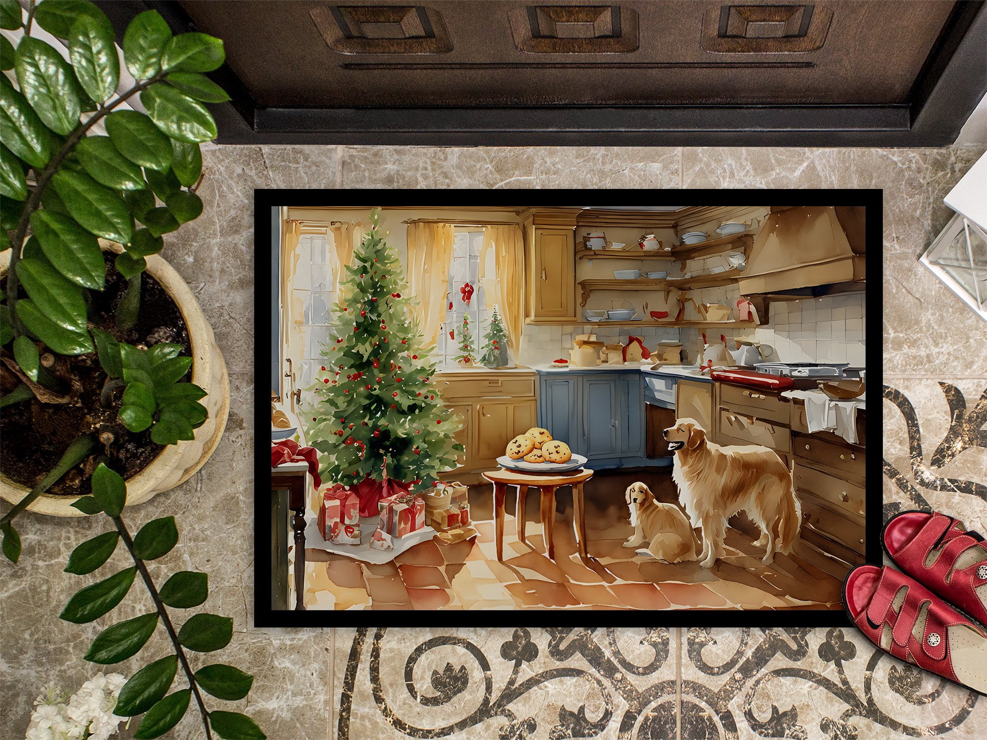 Carolines Treasures DAC3800MAT 18 x 27 in.  Golden Retriever Christmas Cookies Doormat