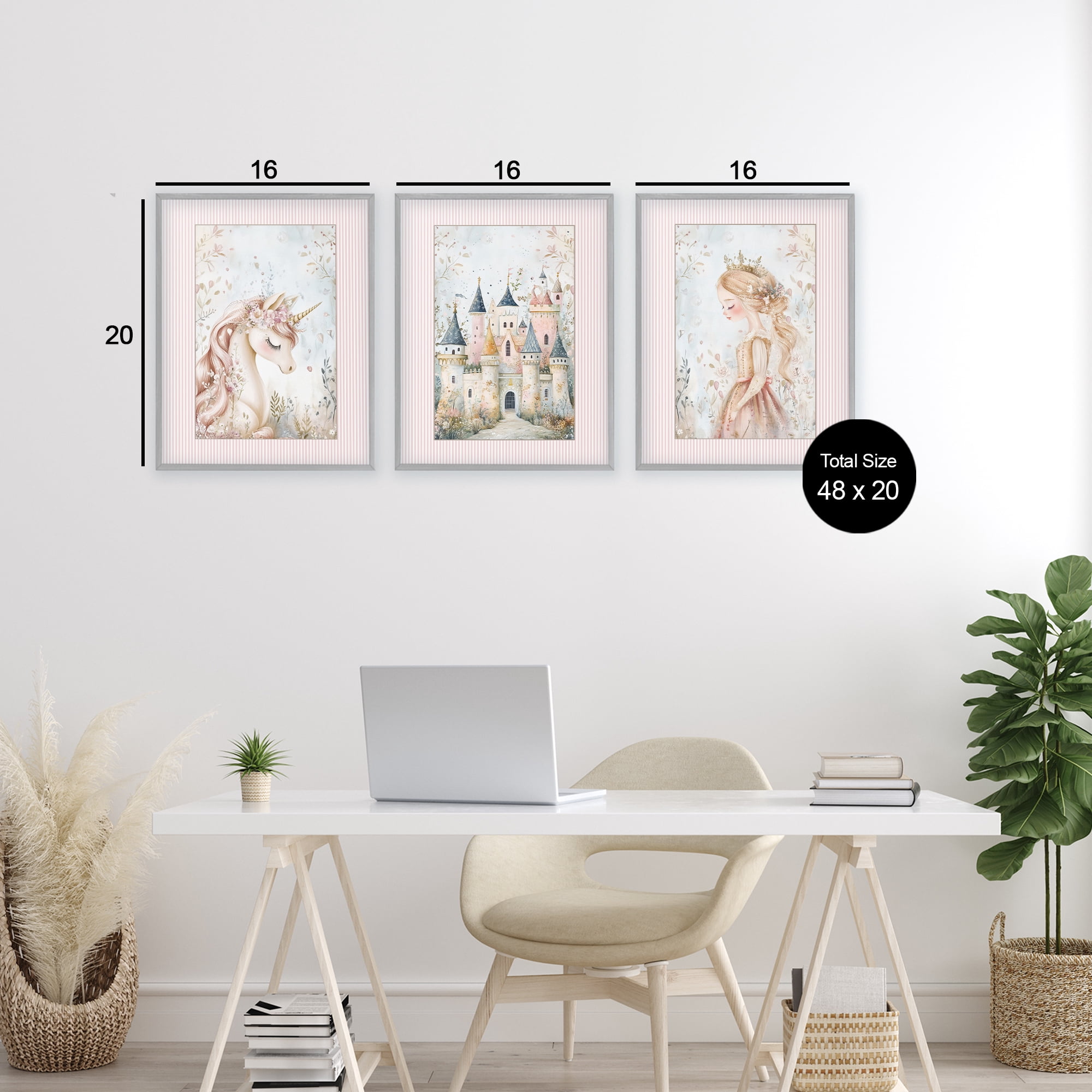 Stupell Industries Fantasy Enchanted Dreams 3 Piece Gray Framed Giclee Art Set, design by Christine Simpson Art