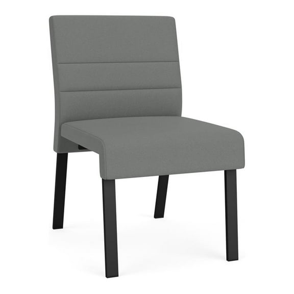 Waterfall Reception Waiting Armless Guest Chair / Black Steel / Light Gray