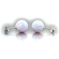 thumbnail image 4 of Lorraine: 10mm Fiery White Synthetic Opal Ball Stud Post Earrings 925 Sterling Silver, 4 of 5