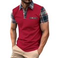 thumbnail image 2 of QATAINLAV Men's Casual Polos Shirts 2025 Summer Quick Dry Golf Tennis Shirt Fashion Plaid Block Short Sleeve Blouse Muscle Fit Workout Tops Red XXL Prime Sales Today Clearance, 2 of 8