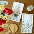thumbnail image 3 of Jbralid Pink Wildflowers Spring Kitchen Towels Dish Towels Set of 2, Bloom Grey Buffalo Check Plaid Hand Towels 16x27.5 Inch Drying Dishcloth, Farmhouse Home kitchen Seasonal Spring Decorations, 3 of 5