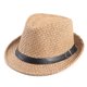 thumbnail image 1 of 56-58 cm circunferencia del sombrero hombres y mujeres sombrero de paja transpirable sombrero de verano protector solar retro sombrero de jazz sombrilla sombrero de ala corta, 1 of 5