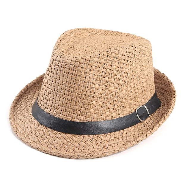 56-58 cm circunferencia del sombrero hombres y mujeres sombrero de paja transpirable sombrero de verano protector solar retro sombrero de jazz sombrilla sombrero de ala corta
