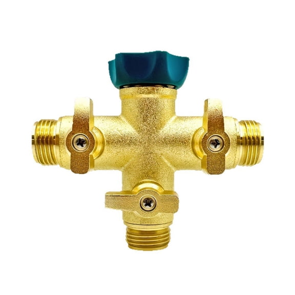 3 Way Brass Garden Hose Splitter 3/4" Thread Heavy Duty Outdoor Faucet Adapter With Shut Off 3 Water Tap Connector For Yard And RV Outdoor Kitchen Faucet Wall Mount Laundry Faucet Handle Replacement