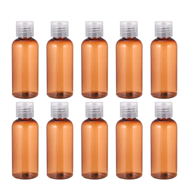 20 botellas rellenables de viaje de 60 ml con envase vacío para loción cosmética (marrón)