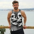 thumbnail image 6 of Gukieu Psychedelic Skull Illusion Art Print Men's Quick Dry Fitness Vest, Round Neck Sleeveless Fitness Bodybuilding Top-XX-Large, 6 of 7