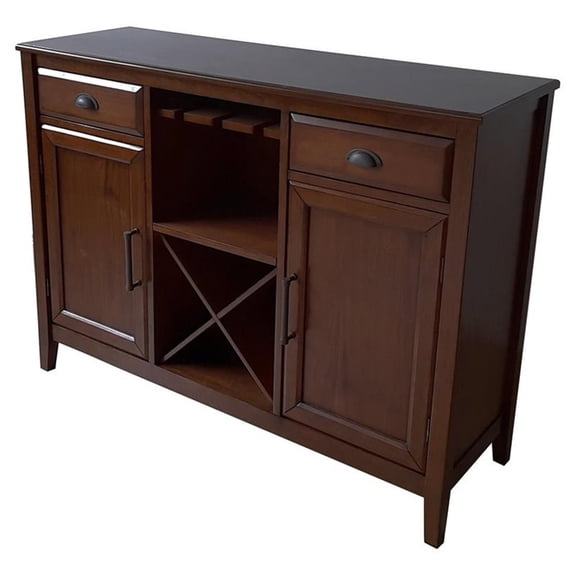 Pemberly Row Traditional 36"H x 48"W Solid Wood Server in Brown