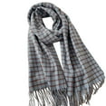 thumbnail image 4 of Women's Long Plaid Scarf Wrap, Two Way Wear Shawl and Scarf, Thickened Warm Winter Wrap, Oversized Plaid Scarf, Bohemian Style Fashion Scarf, Autumn Winter Accessory - Sky Blue, 4 of 4