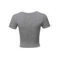 thumbnail image 3 of A2Y Women's Basic Solid Stretchable Crew Neck Short Sleeve Crop Top Deep H Grey L, 3 of 3