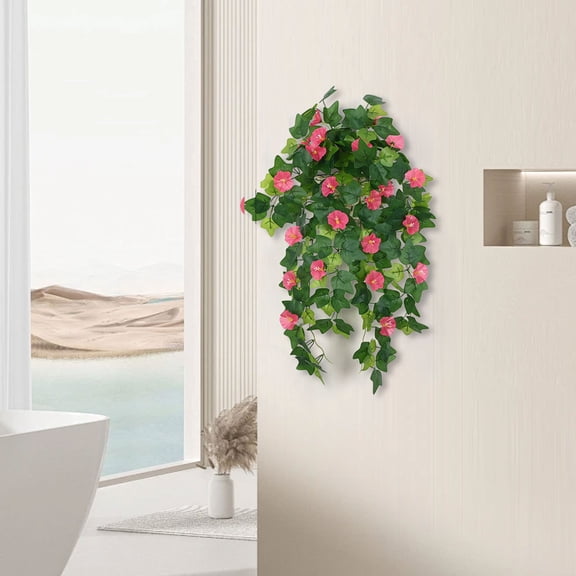Luxcidy Artificial Hanging Flowers for Outdoor, Fake Silk Hanging Plants Faux Morning Glory UV Resistant for Outdoor Indoor Garden Planter Porch Patio Yard Balcony Home Decor