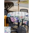 thumbnail image 5 of Outdoor Tablecloth with Umbrella Hole for Patio/Picnic/Party/Camping, Watercolor Flowers Waterproof Table Cloth Square Cover Washable, Spring Butterflies Floral Gray Plaid (54"x 54"), 5 of 8