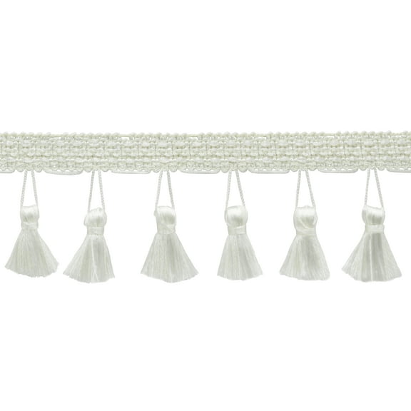 2 1/2" (6cm) Solid Pretty Knitted Gimp Header Tassel Fringe Trim # ETF,, Off White Ivory #A3 (White Ivory, Cream Ivory, Off White) 10 Yards (30 ft/9.5m)