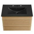 thumbnail image 6 of Wall Mount Sink Vanity Cabinet, Brown Oak Black, Wood, Mid Century Hotel Bedroom Bathroom, Modern Contemporary HB33690, 6 of 9