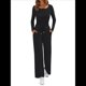thumbnail image 1 of Conjuntos de Dos Piezas para Mujer, para Estar en Casa, para Otoño, con Suéter de Cuello Henley, Pantalones Anchos y Chándal Negro L, 1 of 8