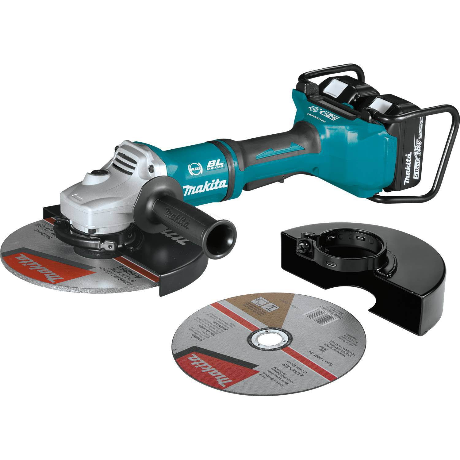 Makita 18V 5.0Ah X2 LXT Lithium Ion Brushless Cordless 9 Inch Angle Grinder Kit