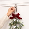thumbnail image 6 of JJV Mistletoe Christmas Decor, Artificial Mistletoe Hanging Ornament with Velvet Bow and White Berries for Doorway, Glitter Leaf Hanging Holiday Decoration, 6 of 7