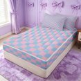 thumbnail image 2 of Erosebridal Kawaii Checkered Zipper Twin Comforter Sets with Fitted Sheet and 2 Pillowcases for Girls, Pink Blue Square Grid Zipper Bedding Set, Black Reversible, 4-Piece, 2 of 7