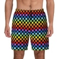 thumbnail image 2 of Goofa Rainbow Chequerboard Printed Men's Swim Trunks Board Shorts Quick Dry Mens Swimming Trunks with Compression Liner,Breathable Fit Hawaii Beach Shorts-Medium, 2 of 9