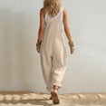 thumbnail image 5 of Womens Jumpsuit Sleeveless Casual Summer Overalls Jumpers Adjustable Strap Baggy Wide Leg Long Pants Rompers with Pockets Beige, 5 of 7