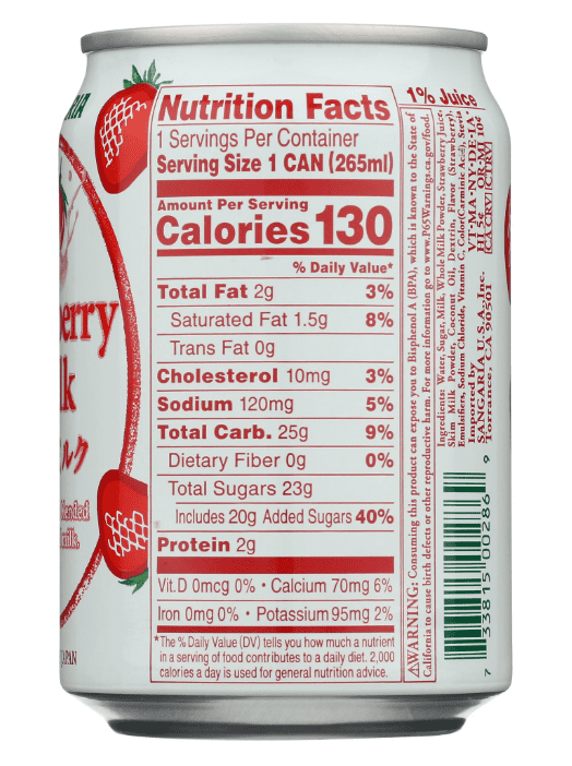 Sangaria Strawberry Milk Made with Real Milk and Fruit Juice 8.96 fl oz (265ml) (24 Pack)