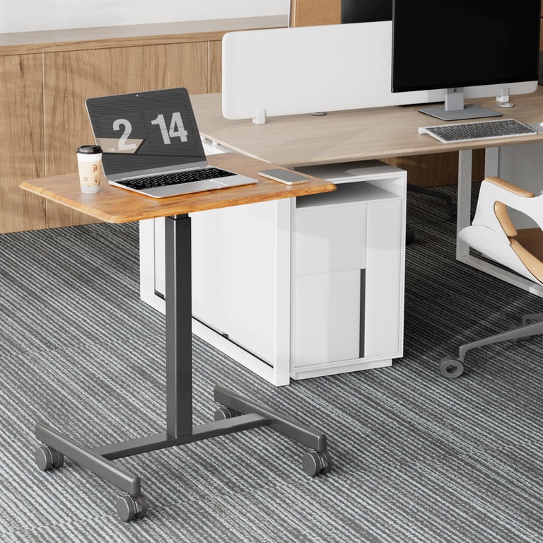 EDX Height Adjustable Mobile Standing Desk, Rust Brown photo 6