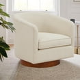 thumbnail image 2 of Comfort Pointe Muriel Beige Fabric Wood Base Swivel Accent Chair, 2 of 11