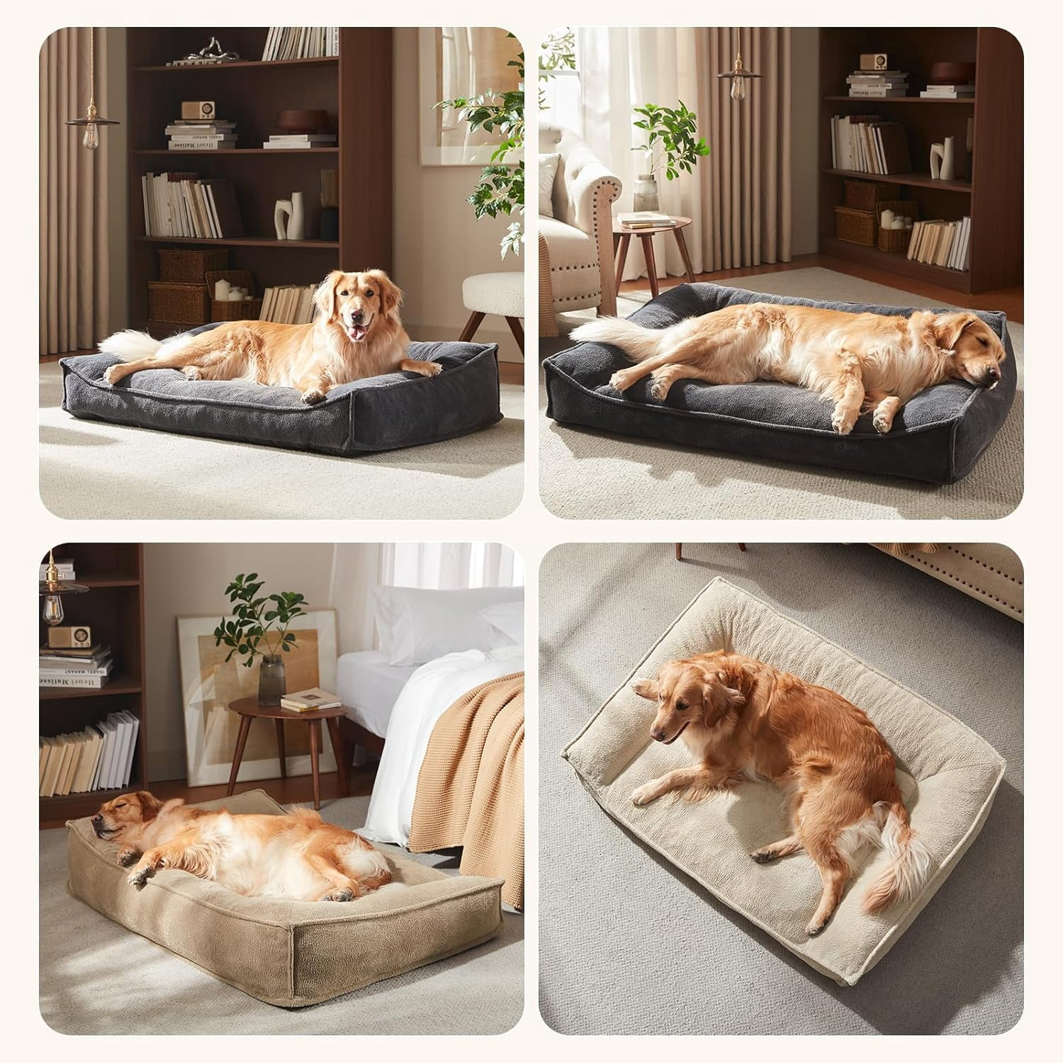 Orthopedic Dog Bed Medium Size Dog, Extra Thick Supportive Comfort Pet Sofa, Ergonomic Slant Dog Couch Bed with Removable Washable Cover, Ultra Soft Surface & Non-Slip Bottom, Grey, 35"
