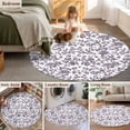 thumbnail image 6 of Pastoral Flowers Washable Round Area Rug 3 ft, Grape Purple Flower Farmhouse Plant , Soft Non Slip Rugs Stain Repellent Indoor Felt Carpet for Living Dining Room Bedroom Home Office, 6 of 9
