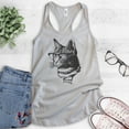 thumbnail image 2 of Hipster Cat Tank Top, Ladies Racerback Tank Top, Cat Lover Tank, Cat Glasses Tank, Nerd Tank, Cat Mom Tank, Silver Gray, Large, 2 of 3