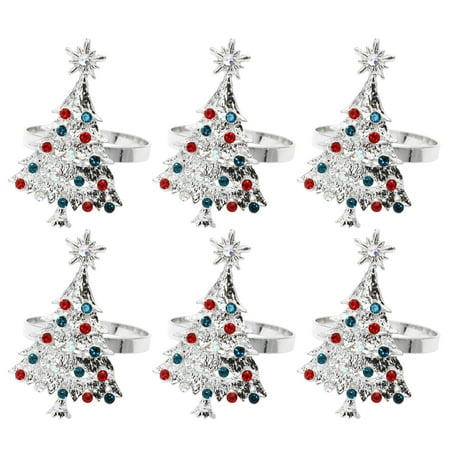 

TAONMEISU Christmas Tree Napkin Rings | 6 Pieces Christmas Style Napkin Ring | Metal Elegant Napkin Rings Napkin Holder for Christmas Holiday Winter Wedding Use Gold Silver