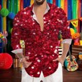 thumbnail image 2 of Mens Shirts Carnival Glitter Sequin Print Party Long Sleeve Button Down Top Casual Festival Celebration Comfortable Shirt for Men Red L, 2 of 5