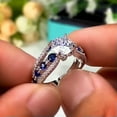 thumbnail image 6 of K-KED 925 Sterling Silver Blue Crystal Zircon Rings Womens Engagement Ring 6-10-6, 6 of 9