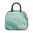 thumbnail image 4 of Insulated Lunch Bag for Women, Floral Print Oxford Fabric Lunch Box, Leakproof Thermal Cooler Tote for Work, School & Picnic, Turquoise Marble Pattern, 4 of 5