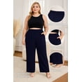 thumbnail image 2 of OHHSHEEN Black Wide Leg Pants for Women with Pockets – High Waist Pull-On Work Pants, Comfy Business Casual Trousers with Elastic Waistband, 2 of 5