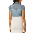 thumbnail image 3 of Allegra K Women's Elegant Short Sleeve Sheer Floral Lace Shrug Tops, 3 of 6