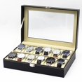 thumbnail image 1 of Watchbox Watch box for 12 watches with window black with white stitching, 1 of 3