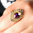 thumbnail image 4 of AYYUFE Women Rainbow Color Big Ellipse Glass Rhinestone Hollow Party Ring Gift Jewelry Glass, Alloy, Rhinestone Beige, 4 of 7