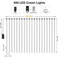 thumbnail image 6 of echosari 300 LED Curtain Lights Battery Operated, 9.8ft×9.8ft Hanging Light with Remote Timer Fairy Curtain Lights for Bedroom Patio Wedding Backdrop Party Decór (Warm White), 6 of 10