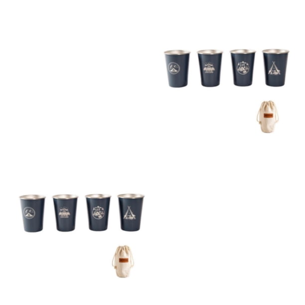 Soidarity Juego de 4 piezas de acero inoxidable, vaso de vino, taza de té, leche, cerveza, tazas de agua de 350 ML, utensilios de viaje para tipo4 2piezas