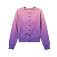 thumbnail image 4 of Cethrio Girls Knitted Cardigans, Long Sleeve Fall Winter Gradient Color Button Front Fall Winter Sweater Size 9-10 Years Purple, 4 of 5