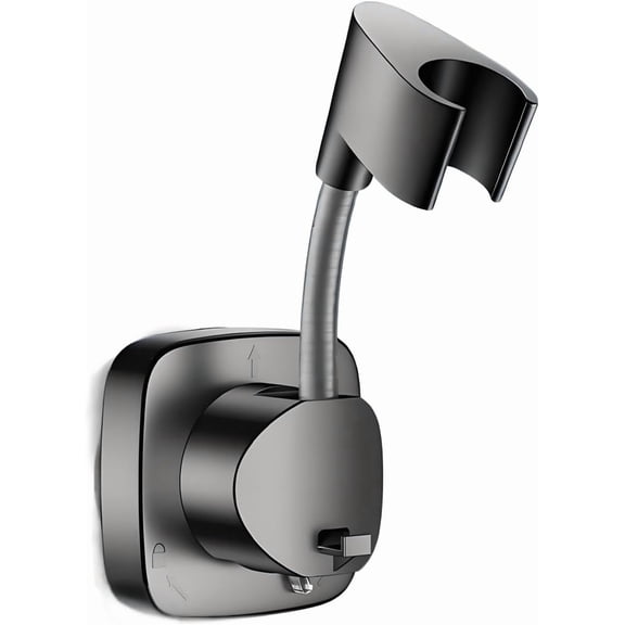 ABPETE Suction Cup Shower Head Holder - Angle Adjustable Spring Arm, Flexible Wall Mount Shower Hose Holder, Removable Hand Held Shower Bracket with Vacuum Lock & Bonus Hook for Bathroom, Kitchen