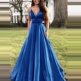 thumbnail image 1 of Vestido de noche sin mangas con tirantes y cuello en V sexy de color sólido a la moda para mujer, 1 of 5