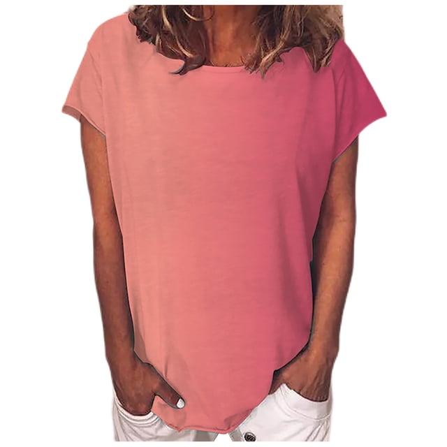 Pompotops T-Shirt Tunique à Manches Courtes Dégradé pour Femmes
