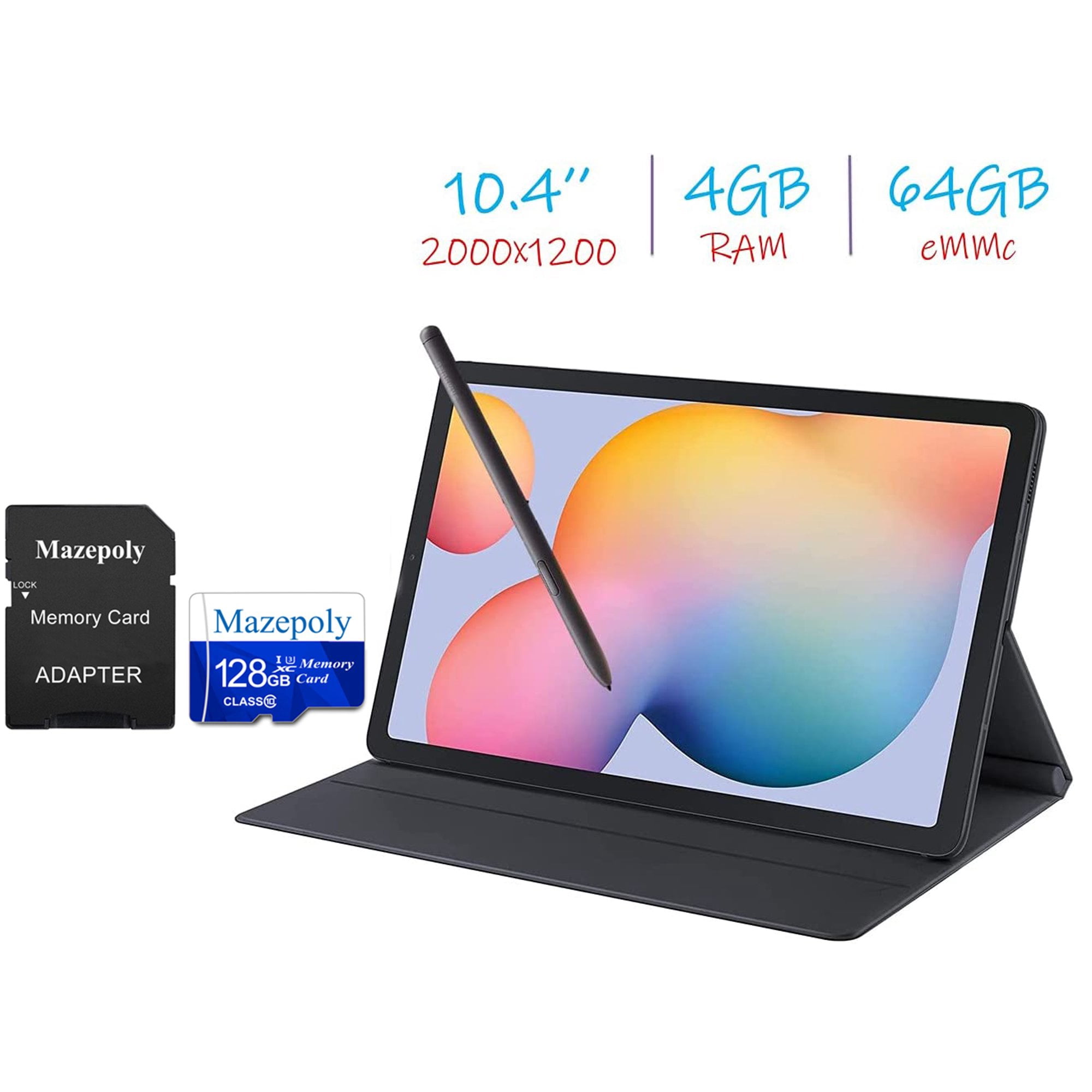 Army ø vride Samsung Galaxy Tab S6 Lite 10.4'' (2000x1200) WiFi Tablet Bundle, Exynos  9610, 4GB RAM, 64GB Storage, Bluetooth, Front & Rear Camera, Android 10, S  Pen, Tablet Cover with Mazepoly Accessories - Walmart.com