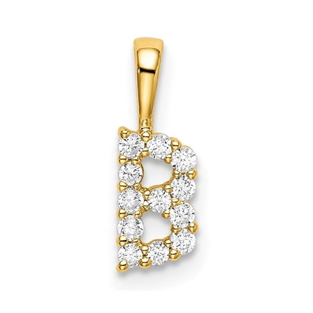 Diamond2Deal 14K Yellow Gold 1/8 carat Lab Grown Diamond VS/SI+ G+ Complete Letter B Intitial Pendant