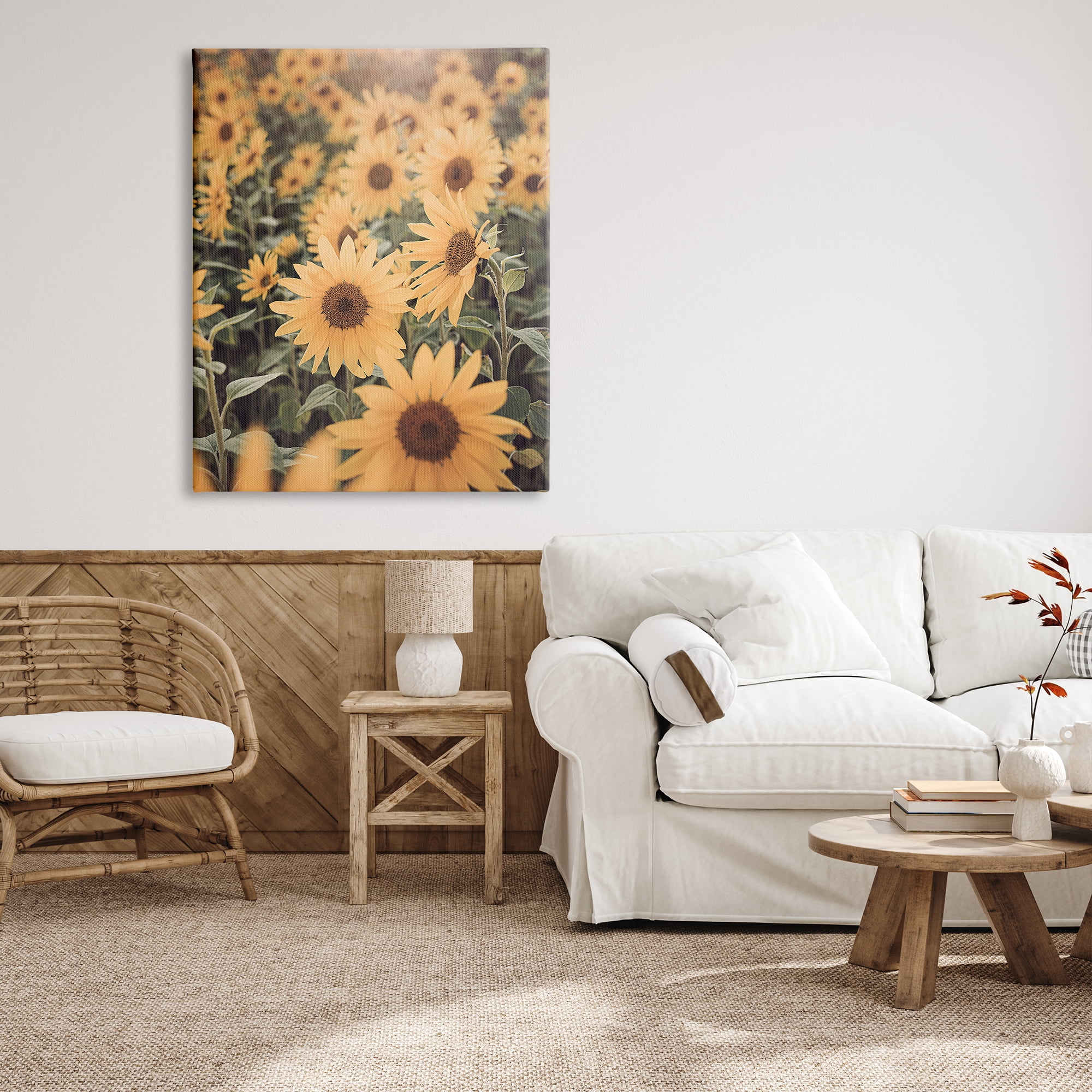 Stupell Industries Sunlit Sunflower Field Botanical & Floral Photography Gallery Wrapped Canvas Print Wall Art, 36 x 48