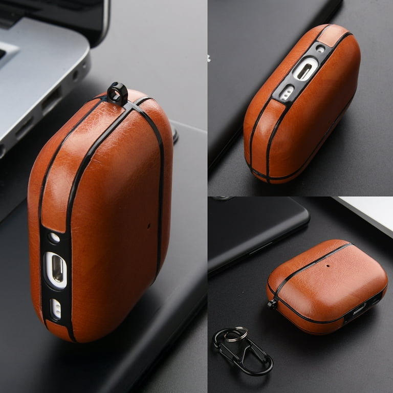 Dteck for AirPods Pro 3 Leather Case with Keychain,Front LED