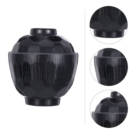 Tineasur 1Pc Traditional Japanese Small Soup Bowl Black Miso Bowl with Lid for Kitchen Use