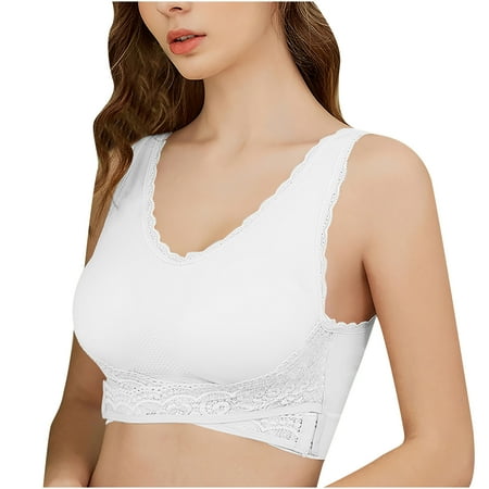 pstuiky Nursing Bras  Womens Solid Lace Sports Bra Womens Plus Plus Front Lace Side Buckle Bra Adjustable Shoulder Strap Yoga Bra T-shirt Bra Underwear Flash Sale